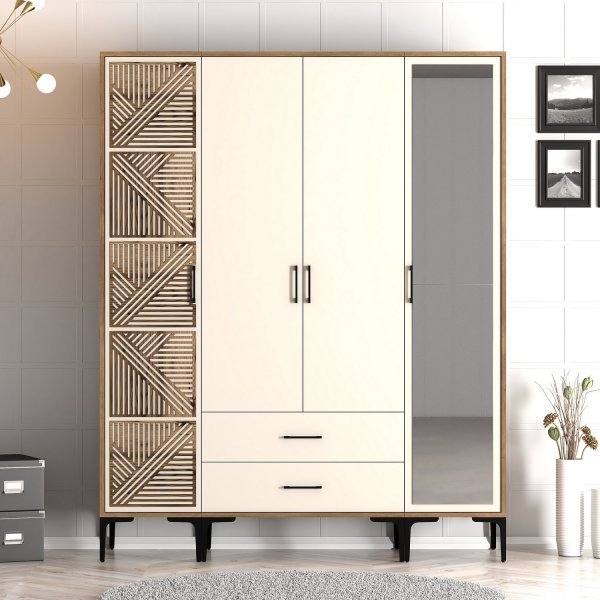 Kumsal Kleiderschrank 10 Walnuss/Creme