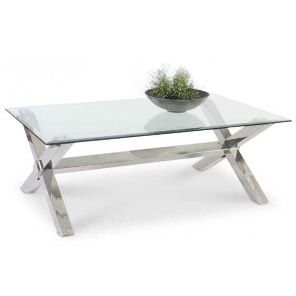 Malta Couchtisch 132 x 76 cm - Chrom/Glas