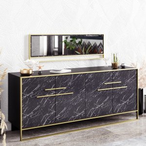 Polka Sideboard mit Spiegel - Gold/Schwarz