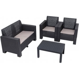 Aksu Loungegruppe mit 2-Sitzer-Sofa - Anthrazit