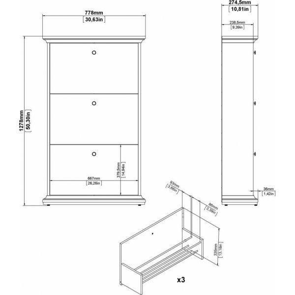 Schuhschrank Paris - Wei