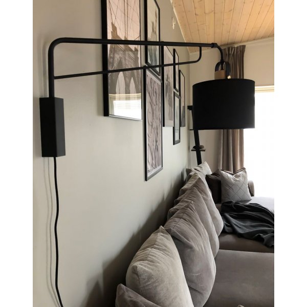 Wandleuchte Wally - Schwarz/Holz Wandleuchte Wally - Schwarz/Holz