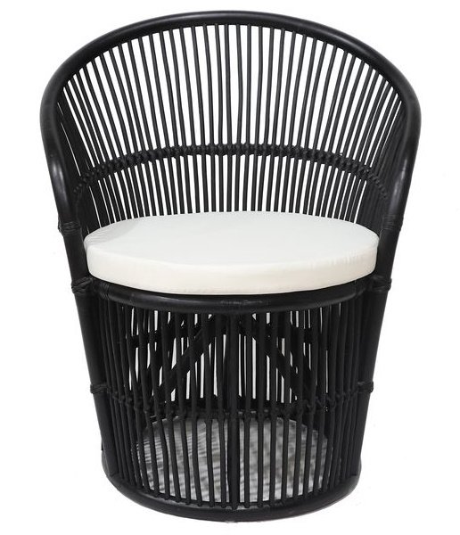 Narva Sessel aus Rattan - Schwarz + Textilreinigung fr Mbel