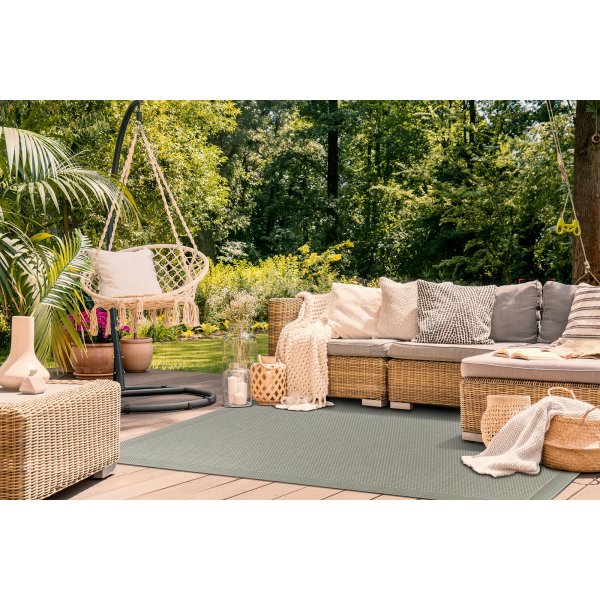 Flachgewebter Miami-Teppich in Grün Flachgewebter Miami-Teppich in Grün