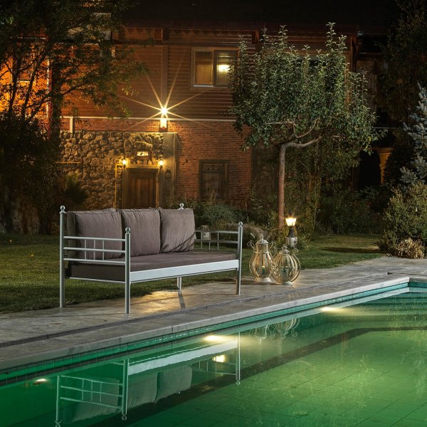 Manyas 3-Sitzer Outdoor-Sofa - Wei/Braun + Fleckentferner fr Mbel