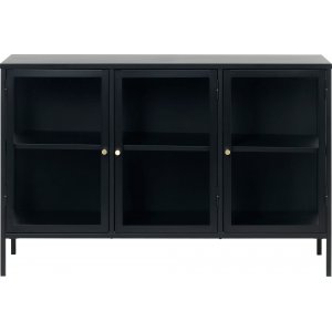 Toddy Sideboard aus schwarzem Metall mit Glastren, Breite 132 cm