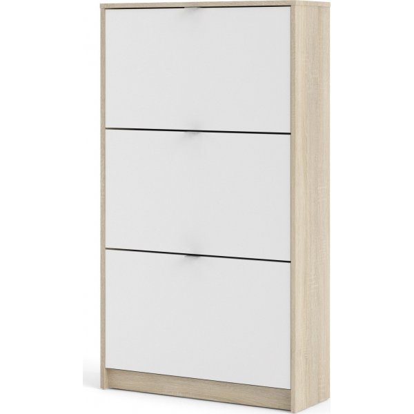 Schuhe tiefer Schuhschrank mit 3 Fächern - Eiche/Weiß Schuhe tiefer Schuhschrank mit 3 Fächern - Eiche/Weiß