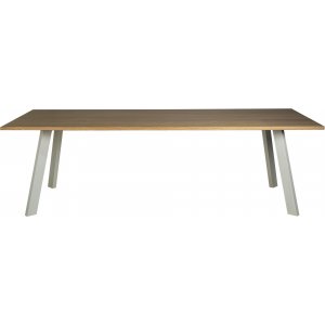 Langer Esstisch Freddy fr 10 Personen in wei getncht mit weien Metallbeinen - 240 x 90 cm