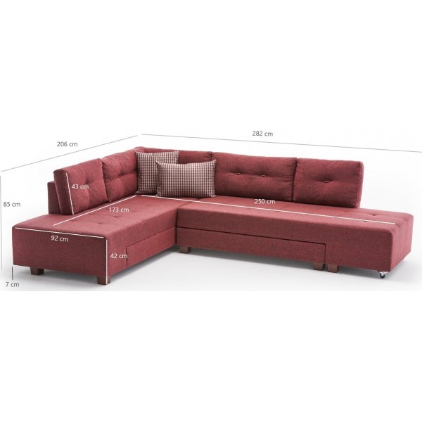 Ecksofa Manama - Burgund