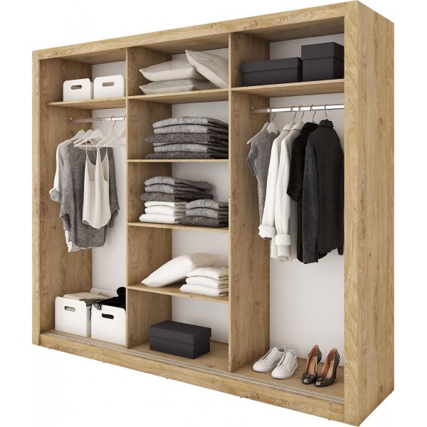 Einar Kleiderschrank 1 mit Spiegelt�ren - Shetland-Eiche