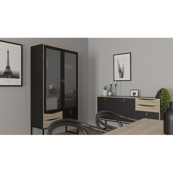 Stoppelvitrine - Schwarz/Eiche