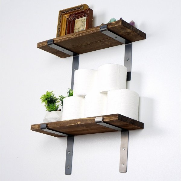 Lamba Wandregal 5 - Schwarz/Walnuss