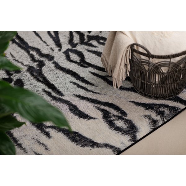 Domani Tiger flach gewebter Teppich Silber Domani Tiger flach gewebter Teppich Silber