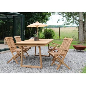 Salt Outdoor-Essgruppen-Esstisch 180x100 cm mit 4 Salt-Sesseln - Teakholz