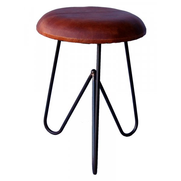 Tidaholm Hocker - Metall/Leder