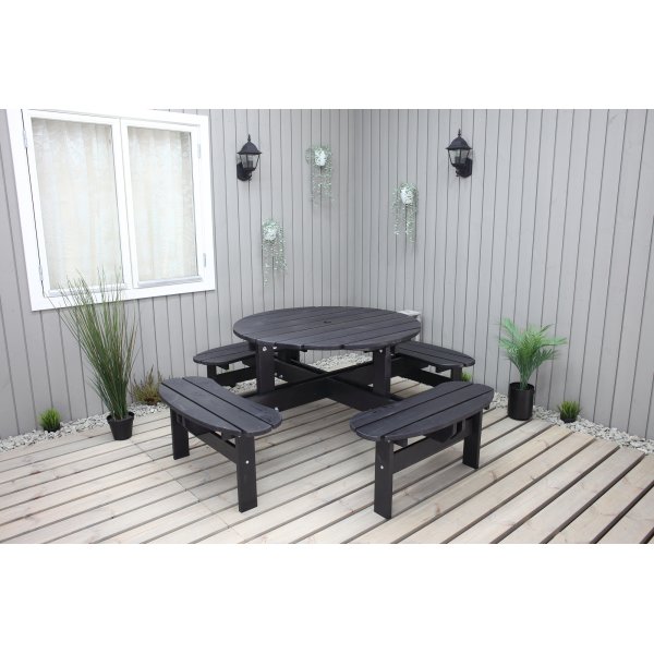 Ronda-Mbelgruppe - Gartenbank und Tisch in einem - Schwarz