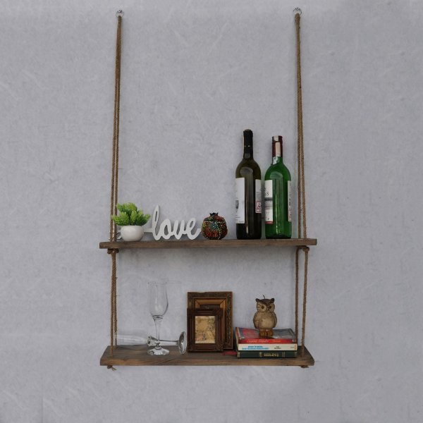 Abstraktes Wandregal 42 - Nussbaum