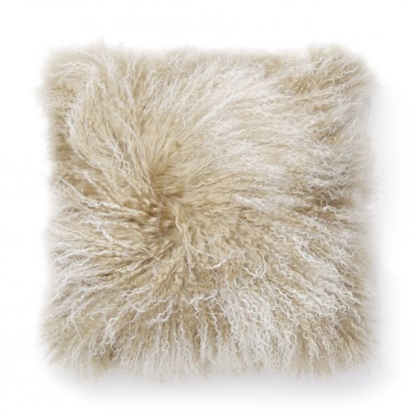 Shansi Schafsfell-Kissenbezug - Beige/Wei