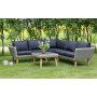 Almbro Outdoor-Mbelgruppe Ecksofa mit Tisch - Whitewash synthetisches Rattan