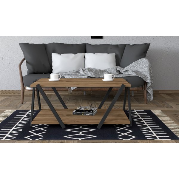 Lara Couchtisch 93,6 x 41,2 cm - Anthrazit/Walnuss