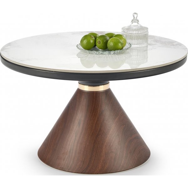 Genesis Couchtisch Ø70 cm - Weißer Marmor/Walnuss Genesis Couchtisch Ø70 cm - Weißer Marmor/Walnuss