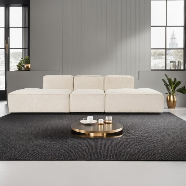 Mehr 3-Sitzer-Sofa mit offenen Enden - Creme