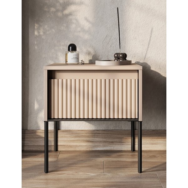 Trend-Nachttisch - Beige/Schwarz