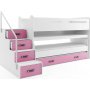 Etagenbett Max mit Zustellbett und ausziehbarem Schreibtisch 80 x 200 cm - Beliebige Farbe