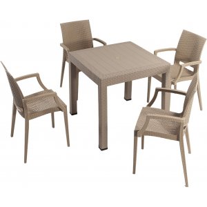 Meco Outdoor-Essgruppe mit Sesseln - Cappuccino