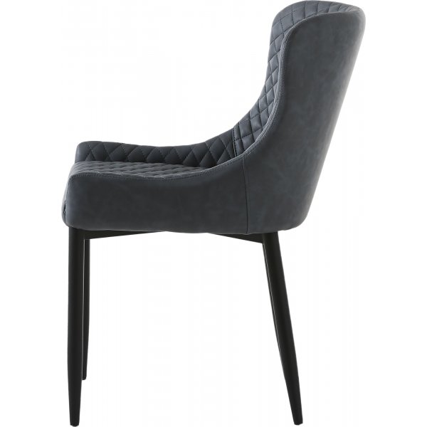 Bernt Stuhl aus grauem PU mit Rautenmuster