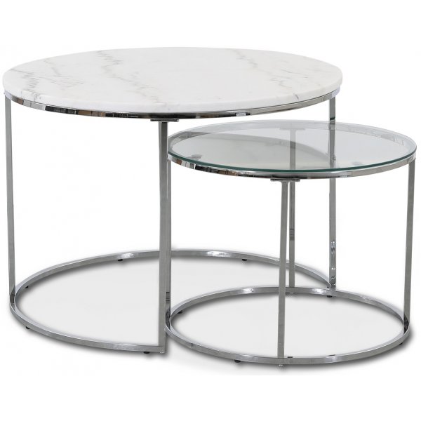 Tiffany Tisch - Weier Marmor / Chrom
