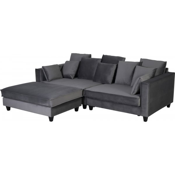 Brandy Lounge Fußhocker XL - Dunkelgrau (Samt) + Textilreinigung für Möbel Brandy Lounge Fußhocker XL - Dunkelgrau (Samt) + Textilreinigung für Möbel