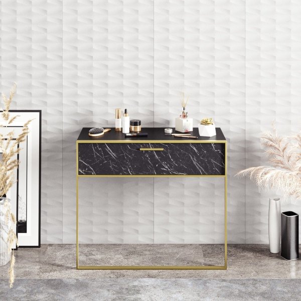 Polka Beistelltisch 90 x 38,5 cm - Gold/Schwarz Polka Beistelltisch 90 x 38,5 cm - Gold/Schwarz