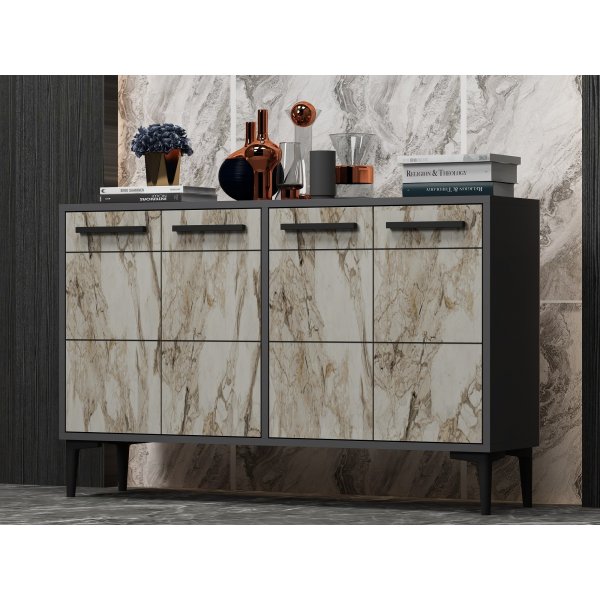 Stria Sideboard - Anthrazit/Marmor