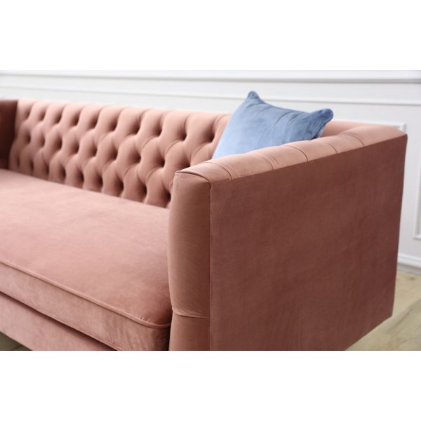 Toto 3-Sitzer-Sofa in Rosa mit goldenen Beinen
