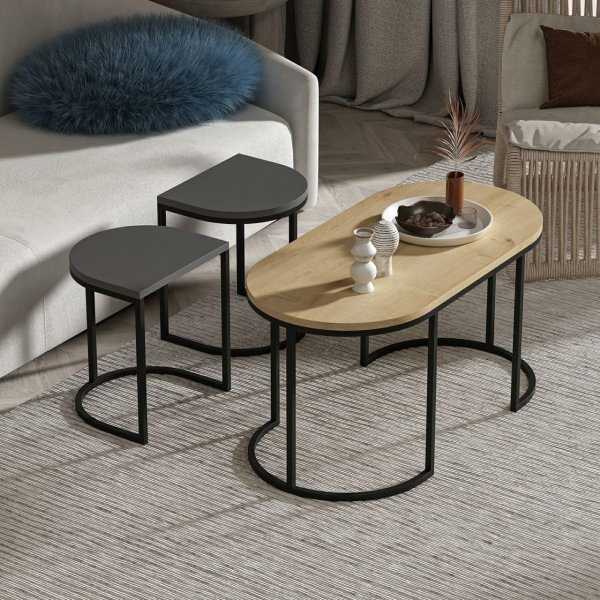 Dena Tisch 35/90 x 30/45 cm - Eiche/Anthrazit