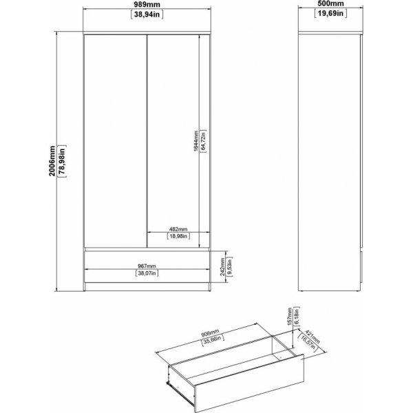 Kleiderschrank Naia - Wei