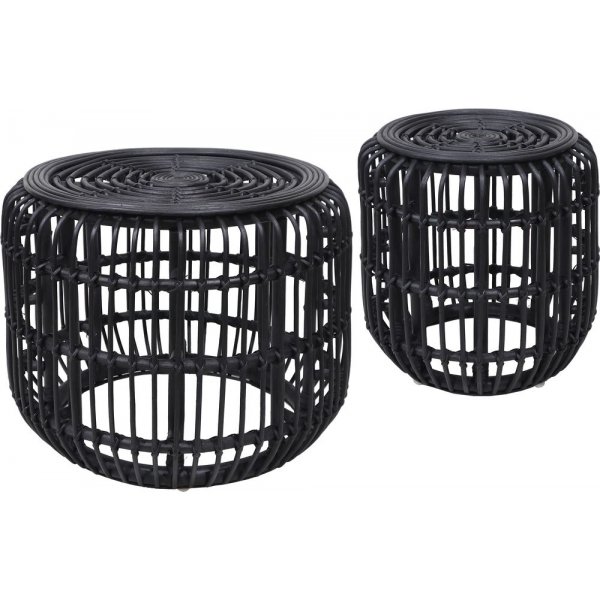 Edsta Couchtisch-Set 60/45 cm - Rattan/schwarz