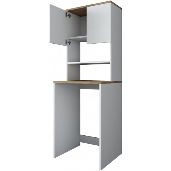 Langer Waschmaschinenschrank 1 - Wei�/Walnuss