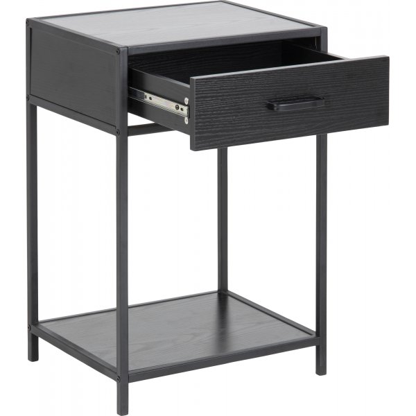 Seaford Nachttisch mit Schublade - Schwarz
