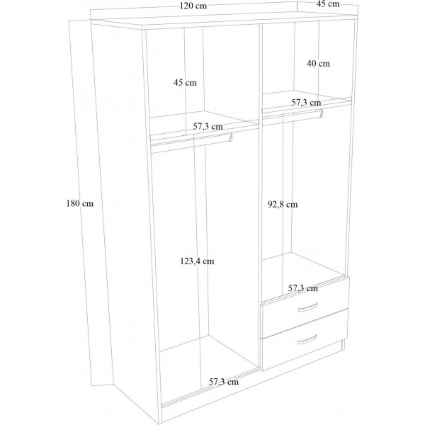 Kleiderschrank 120 cm breit und 180 cm hoch