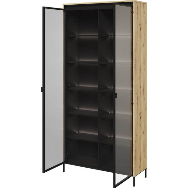 Trendvitrine H196 cm - Artisan-Eiche/Schwarz
