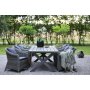 Oxford-Speisegruppe im Freien; grauer Tisch 220 cm inkl. 6 Mercury-Sessel graues synthetisches Rattan