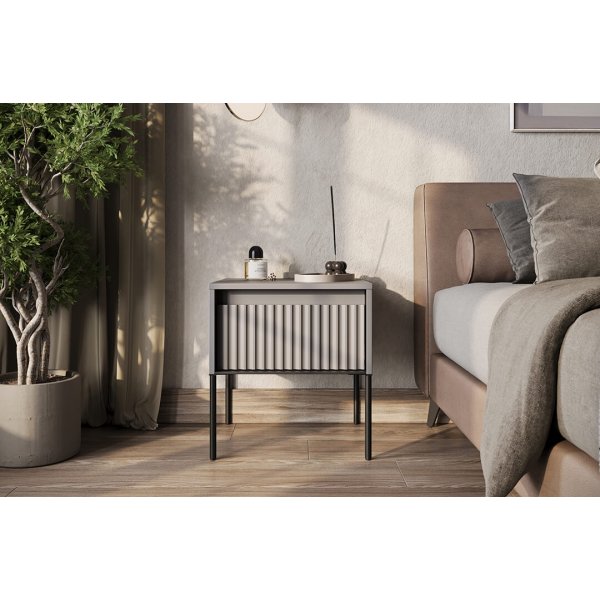 Trend-Nachttisch - Grau/Schwarz