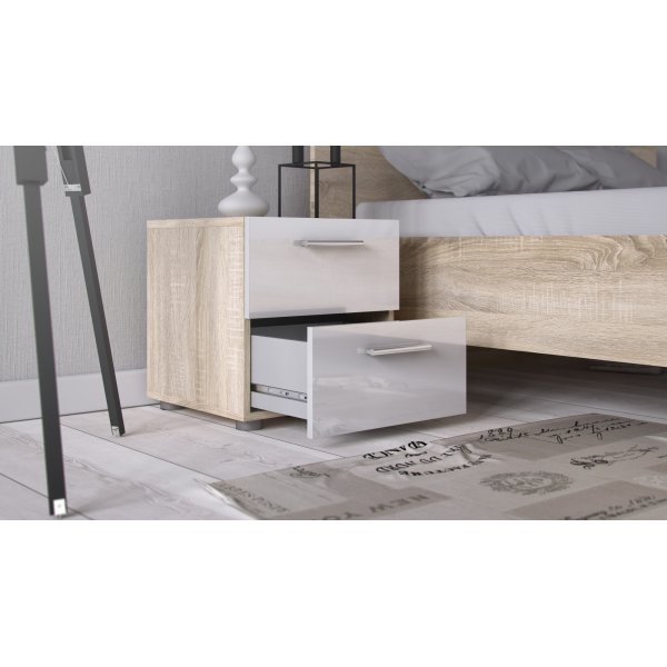 Pepe Nachttisch - Eiche/weiß Pepe Nachttisch - Eiche/weiß