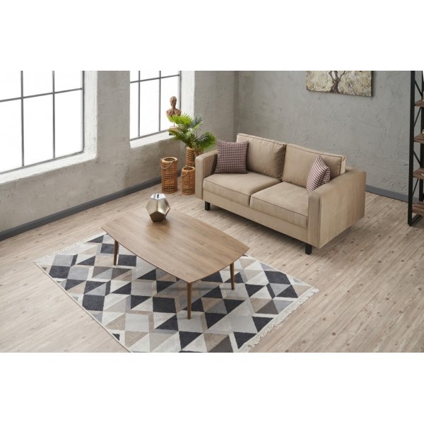 Kale 2-Sitzer-Sofa - Cremefarbener Samt