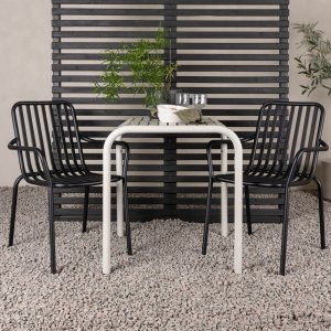 Borneo Outdoor-Ess-Set mit 2 Peking-Sthlen - Beige/Schwarz