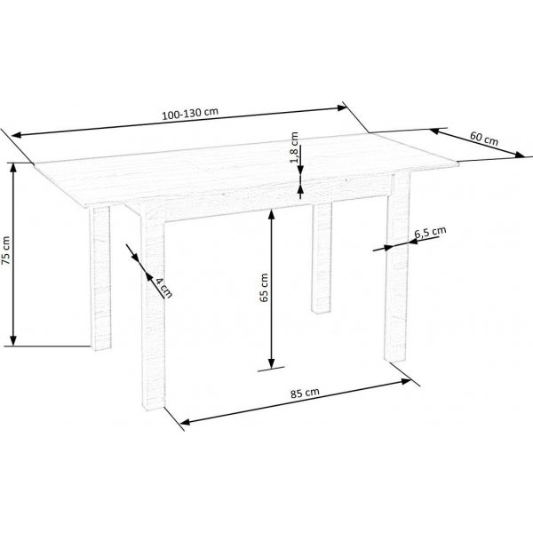 Dulce Esstisch 100-138 cm - Craft-Eiche