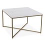 Maryland Couchtisch 75x75 cm - Weier echter Marmor / Mattes Messing