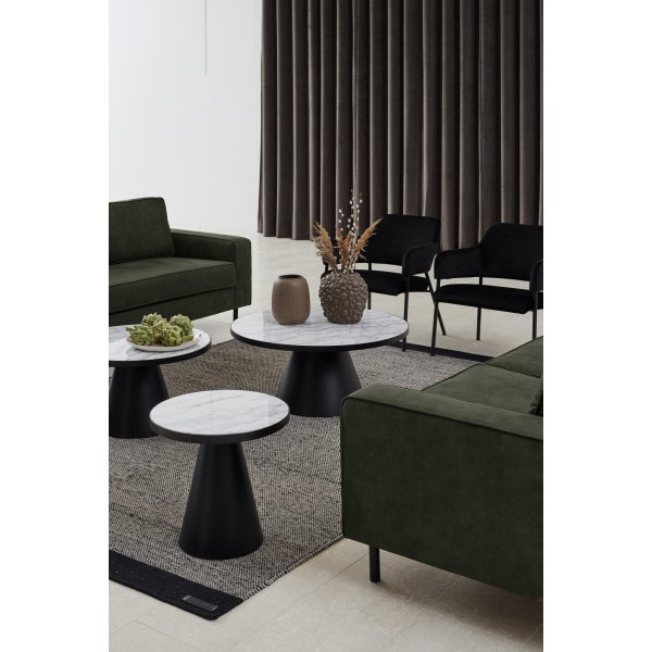 Soli Couchtisch Ø85 cm - Weißer Marmor/Schwarz Soli Couchtisch Ø85 cm - Weißer Marmor/Schwarz